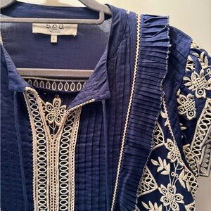 Sea NY embroidered blue dress